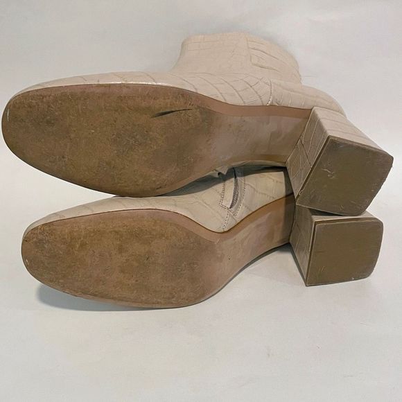 Ted Baker Crocodile Embossed Cream Booties Mod Zip Size 40 - Picture 7 of 11